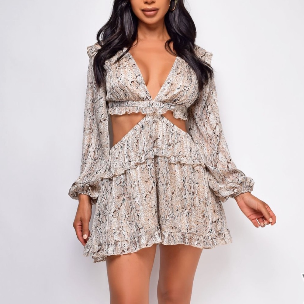 Snake Print Cut Out Romper